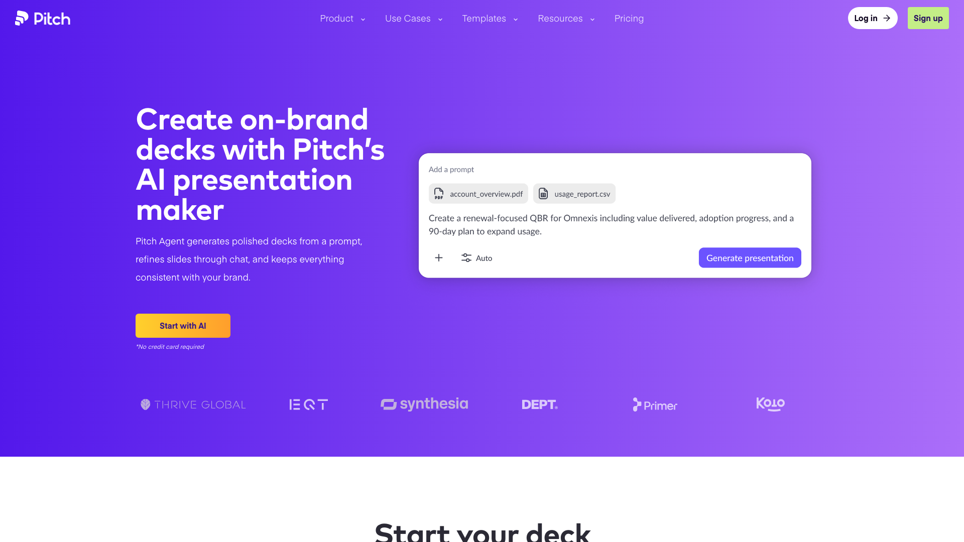 Pitch 官网页面截图
