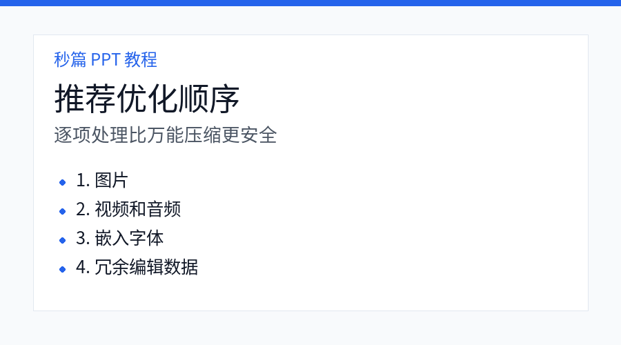 PPT 压缩文件大小优化顺序